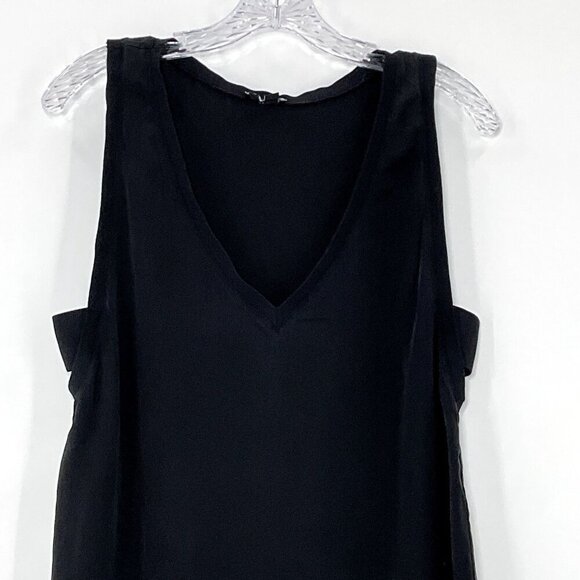 Theory Top Women's Large L Black Silk V-Neck Side Cut Out Sleeveless Blouse - Picture 6 of 16